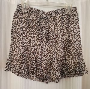Leopard Print, Ruffled Shorts